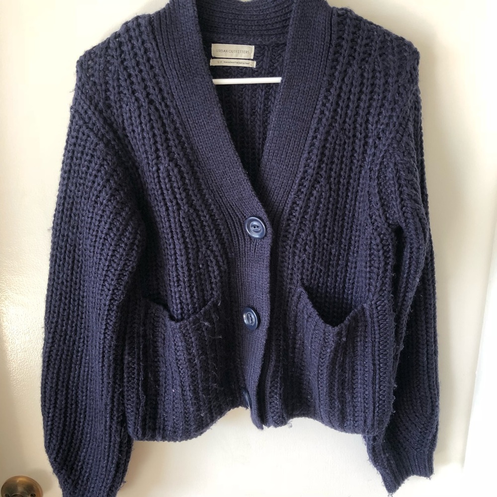 Urban outfitters navy blue chunky knit cardigan